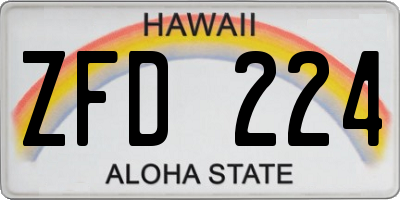 HI license plate ZFD224