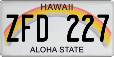 HI license plate ZFD227
