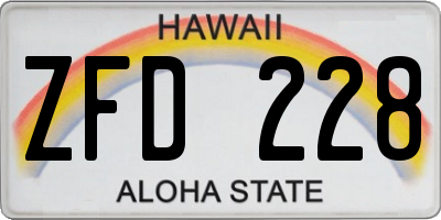 HI license plate ZFD228