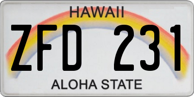 HI license plate ZFD231