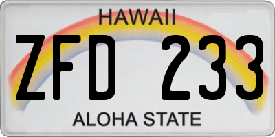 HI license plate ZFD233