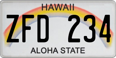 HI license plate ZFD234
