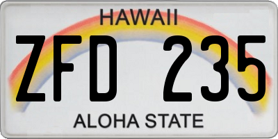 HI license plate ZFD235