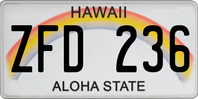 HI license plate ZFD236