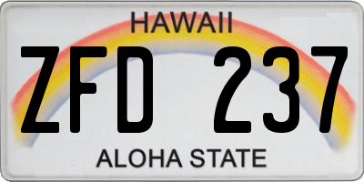 HI license plate ZFD237