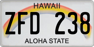 HI license plate ZFD238