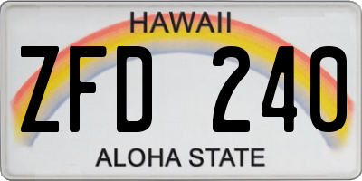 HI license plate ZFD240