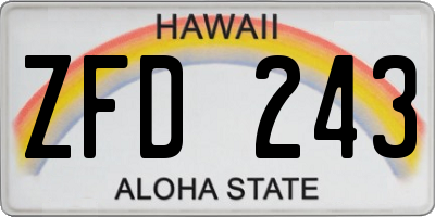 HI license plate ZFD243