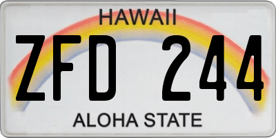 HI license plate ZFD244
