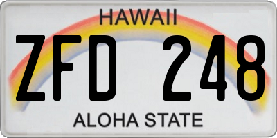 HI license plate ZFD248