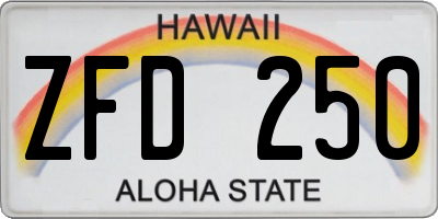 HI license plate ZFD250