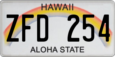 HI license plate ZFD254