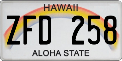 HI license plate ZFD258