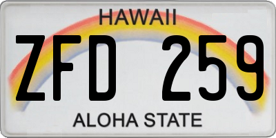 HI license plate ZFD259