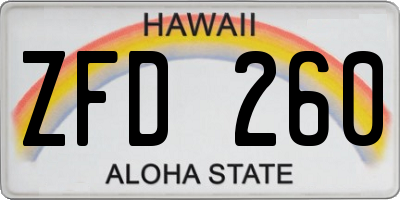 HI license plate ZFD260