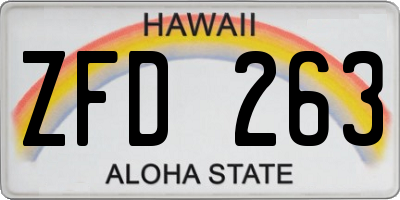 HI license plate ZFD263