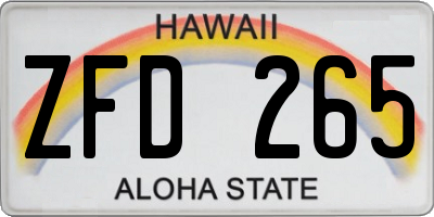 HI license plate ZFD265