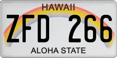 HI license plate ZFD266