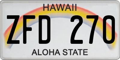 HI license plate ZFD270