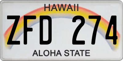 HI license plate ZFD274