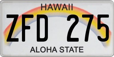 HI license plate ZFD275
