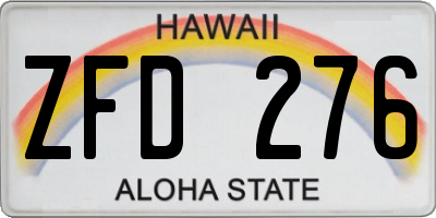 HI license plate ZFD276