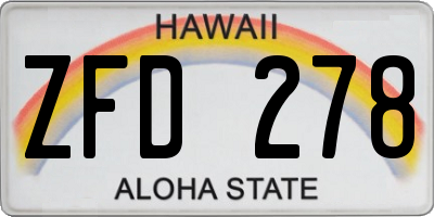 HI license plate ZFD278