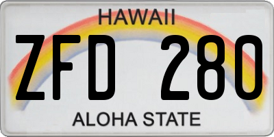 HI license plate ZFD280