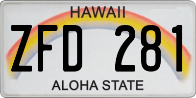 HI license plate ZFD281