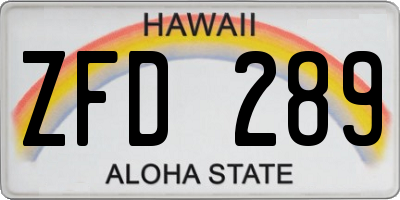 HI license plate ZFD289