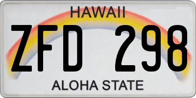 HI license plate ZFD298