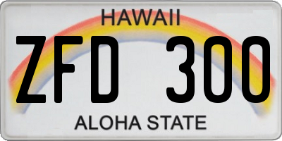 HI license plate ZFD300