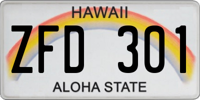 HI license plate ZFD301