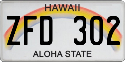 HI license plate ZFD302