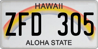 HI license plate ZFD305