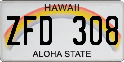 HI license plate ZFD308