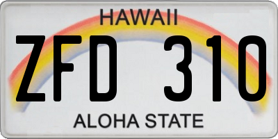 HI license plate ZFD310
