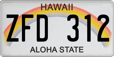 HI license plate ZFD312