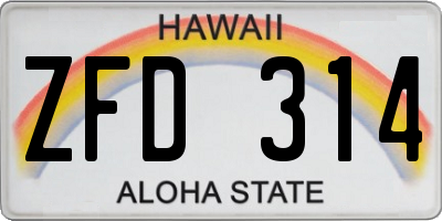 HI license plate ZFD314