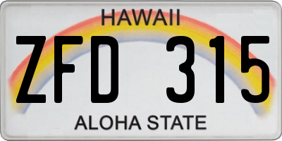 HI license plate ZFD315