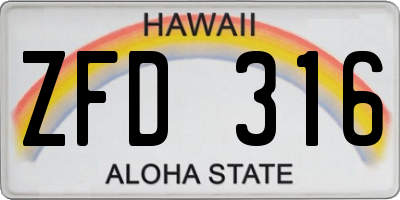 HI license plate ZFD316