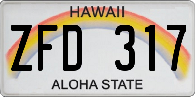 HI license plate ZFD317