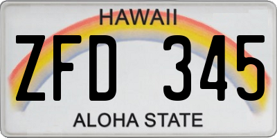 HI license plate ZFD345