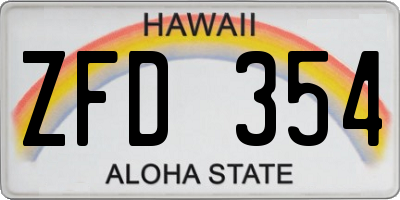 HI license plate ZFD354