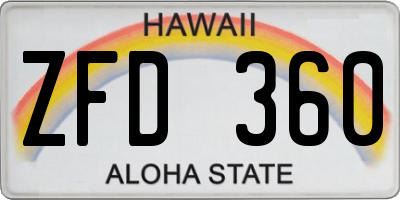 HI license plate ZFD360