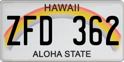 HI license plate ZFD362