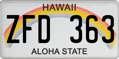 HI license plate ZFD363