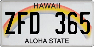 HI license plate ZFD365
