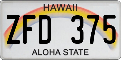 HI license plate ZFD375