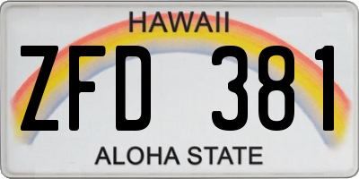 HI license plate ZFD381